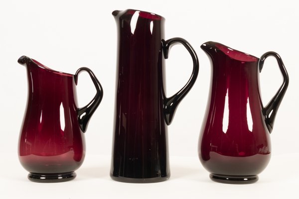 Glass Pitchers by Per Lütken for Holmegaard, 1950s, Set of 3-WIX-550352