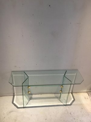 Glass Side Table or TV Table by Leon Rosen, 1980s-SU-1030560