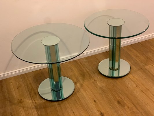 Glass Side Tables with Mirroring Glass by Luigi Massoni for Gallotti & Radice, Set of 2-JAG-1180668