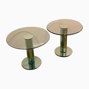 Glass Side Tables with Mirroring Glass by Luigi Massoni for Gallotti & Radice, Set of 2-JAG-1180668