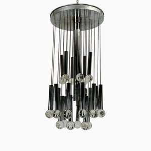 Glass Sphere and Chrome Chandelier from Sciolari, Italy, 1960s-OT-1720091