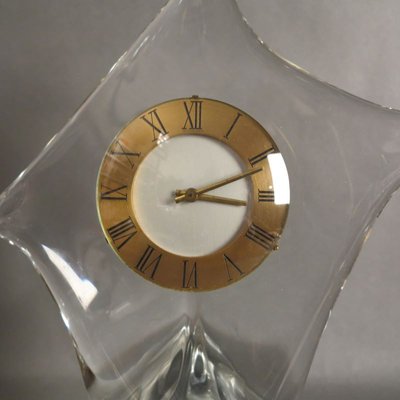 Glass Table Clock from Cristallerie Schneider, 1950s-WK-848433