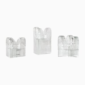 Glass Textured Ice Effect Candleholders from Kosta Boda, Sweden, Set of 3-LBS-1366811