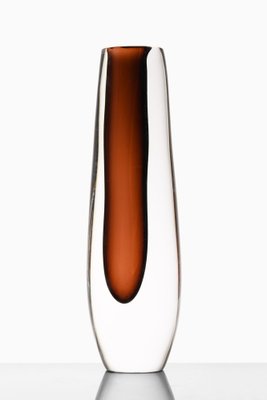 Glass Vase in Dark Brown by Vicke Lindstrand, 1960s-SC-1771417