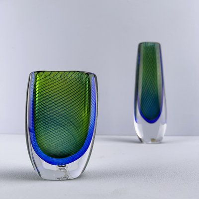 Glass Vases by Vicke Lindstrand for Kosta, Sweden, 1970s, Set of 2-VQG-1792356