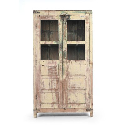 Glass Wardrobe in Patinated Wood-NQ-624804