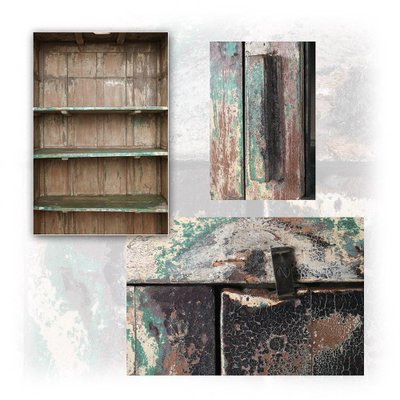 Glass Wardrobe in Patinated Wood-NQ-624804