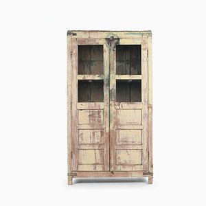 Glass Wardrobe in Patinated Wood-NQ-624804