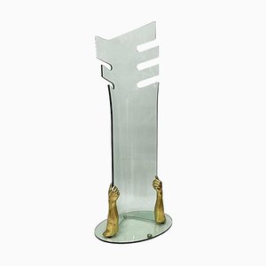 Glass with Bronze Standing Coat Rack-UCH-1288582