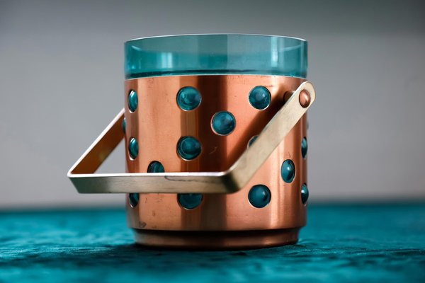 Glasses & Ice Bucket in Copper by Nanny Stil for Raak, 1960s, Set of 7-QBR-1296130