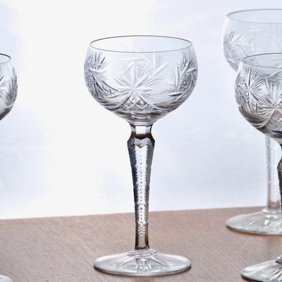 Glasses in Mouth-Blown Crystal from Val Saint Lambert, 1920s, Set of 5-SHG-2036251