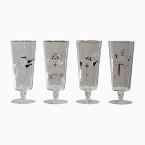 Glasses with Three Musketeers and Cardinal Richelieu, 1960s, Set of 4-JQO-1223704