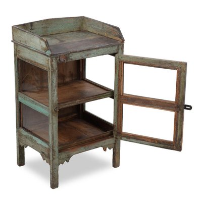 Glazed Bedside Table in Patinated Wood-NQ-1754777