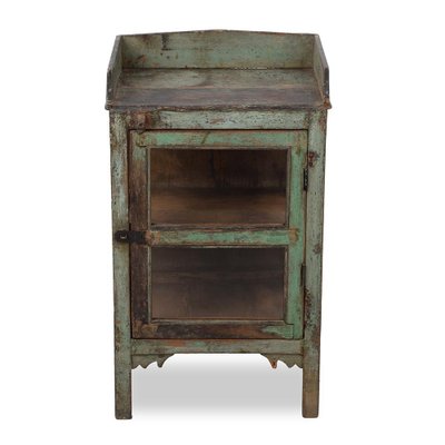 Glazed Bedside Table in Patinated Wood-NQ-1754777