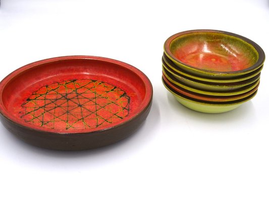 Glazed Ceramic Bowls by Alessio Tasca, 1970s, Set of 7-MLN-1189829