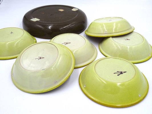 Glazed Ceramic Bowls by Alessio Tasca, 1970s, Set of 7-MLN-1189829