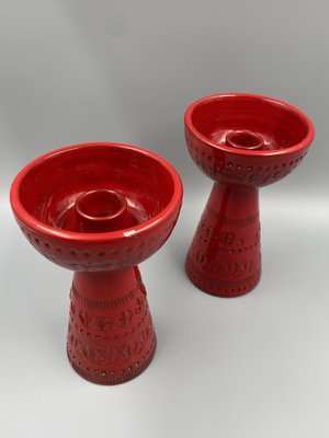 Glazed Ceramic Candleholders by Aldo Londi for Bitossi, Italy, 1960s, Set of 2-CZ-1685888