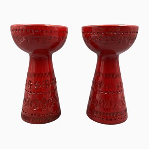 Glazed Ceramic Candleholders by Aldo Londi for Bitossi, Italy, 1960s, Set of 2-CZ-1685888