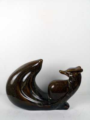 Glazed Ceramic Fox Sculpture, 1960s-UWE-1022631