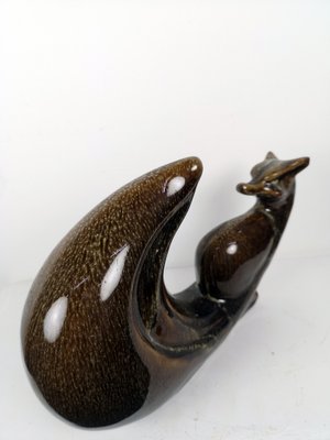 Glazed Ceramic Fox Sculpture, 1960s-UWE-1022631