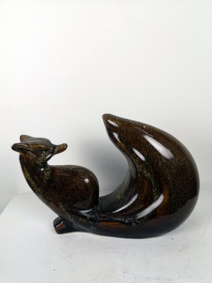 Glazed Ceramic Fox Sculpture, 1960s-UWE-1022631