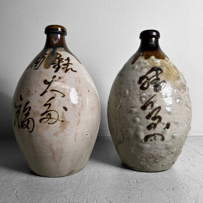 Glazed Ceramic Sake Bottles, Japan, 1890s, Set of 2-DWL-1703870