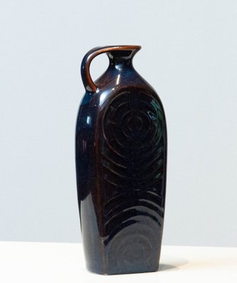 Glazed Midnight Blue and Brown Pitcher by Carl Harry Stålhane for Rörstrand, 1950s-JE-1386132