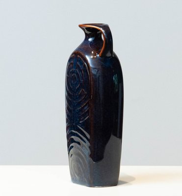 Glazed Midnight Blue and Brown Pitcher by Carl Harry Stålhane for Rörstrand, 1950s-JE-1386132