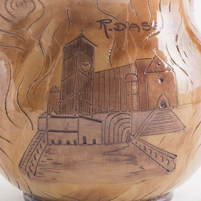 Glazed Terracotta Mug Depicting Basilica of St Francis of Assisi, 1950s-NJV-885695