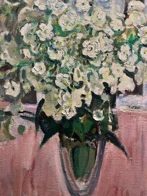 Gleb Savinov, White Flowers, 1990, Oil on Canvas-QUE-1729791