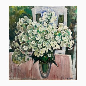 Gleb Savinov, White Flowers, 1990, Oil on Canvas-QUE-1729791