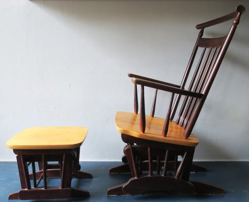 Glider Rocking Chair and Ottoman, 1960s, Set of 2-ED-1736823