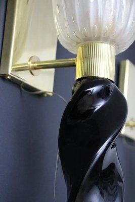 Gold and Black Murano Glass Sconces in the style of Barovier, 1990, Set of 2-YF-1711119