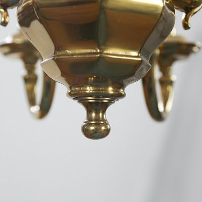 Gold and Metal 8-Light Chandelier, 1970s-ZLY-669392