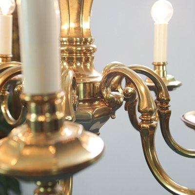 Gold and Metal 8-Light Chandelier, 1970s-ZLY-669392