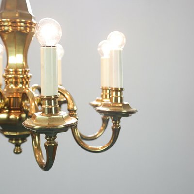 Gold and Metal 8-Light Chandelier, 1970s-ZLY-669392