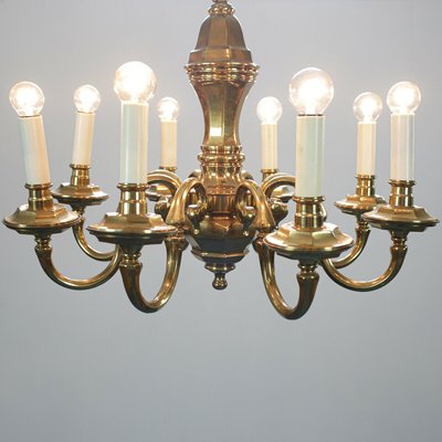 Gold and Metal 8-Light Chandelier, 1970s-ZLY-669392