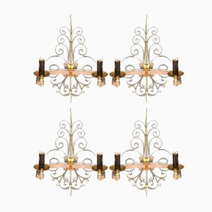 Gold and Nickel Plated Brass Wall Lights, Set of 4-AWH-1361297