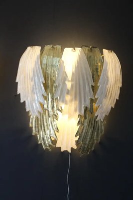 Gold and White Murano Glass Sconces in Leaf Shape, 2000s, Set of 2-YF-1713148