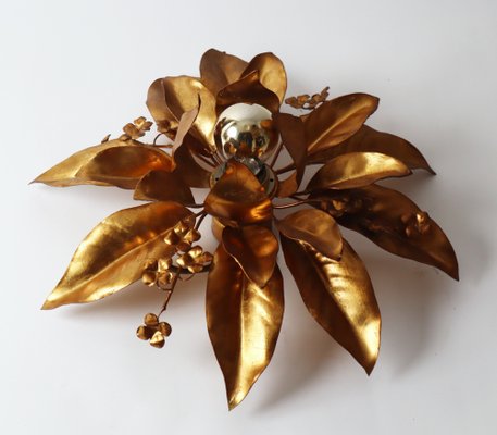 Gold Bell Flower Wall Lamp attributed to Hans Kögl, 1970s-ESB-1386885