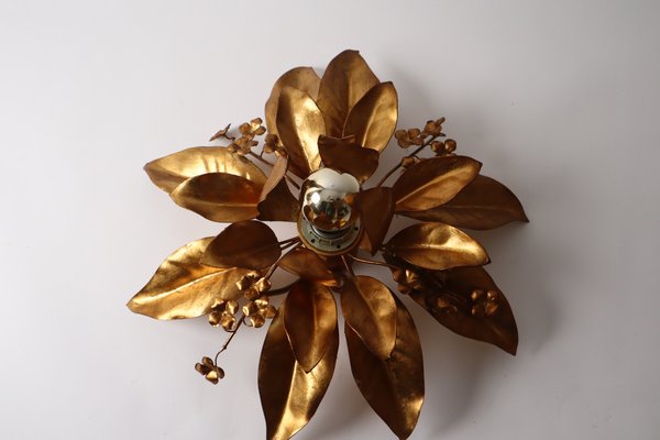 Gold Bell Flower Wall Lamp attributed to Hans Kögl, 1970s-ESB-1386885