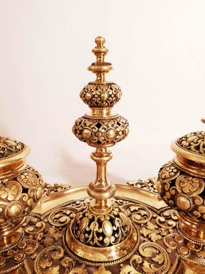 Gold Bronze Ottoman Style Inkwell with Tray-AWH-783598