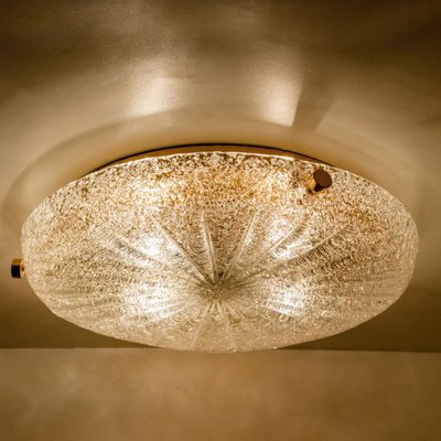 Gold, Clear Brass and Textured Glass Flush Mount attributed to Hillebrand, 1960s-VDW-1765709