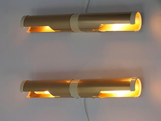 Gold-Colored Wall Lamps from Philips, 1970s, Set of 2-PX-954247