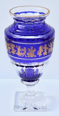 Gold Decorated Crystal Jupiter Vase Cut to Clear from Val St Lambert-MJY-1148829