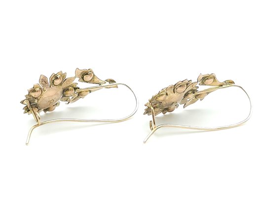 Gold Earrings in 18-Karat Rose Gold with Diamonds, 1870s, Set of 2-CYY-2031336