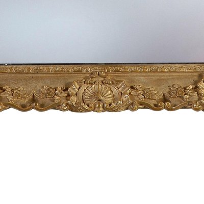 Gold Hand-Carved Wooden Rectangular Mirror, Spain, 1970s-UZ-862841