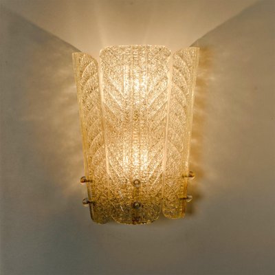 Gold Inclusions Glass and Brass Wall Light in the style of Barovier, 1960-VDW-2044210