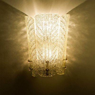 Gold Inclusions Glass and Brass Wall Light in the style of Barovier, 1960-VDW-2044210