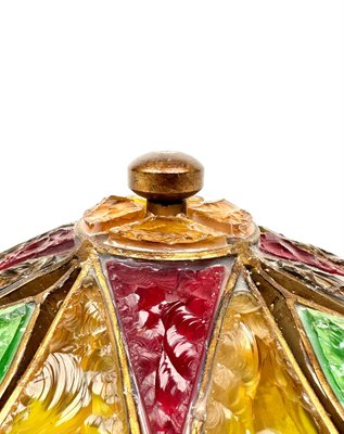 Gold Iron and Colored Glass Sconce Wall Lamp from Longobard, 1970s-LYQ-1452349